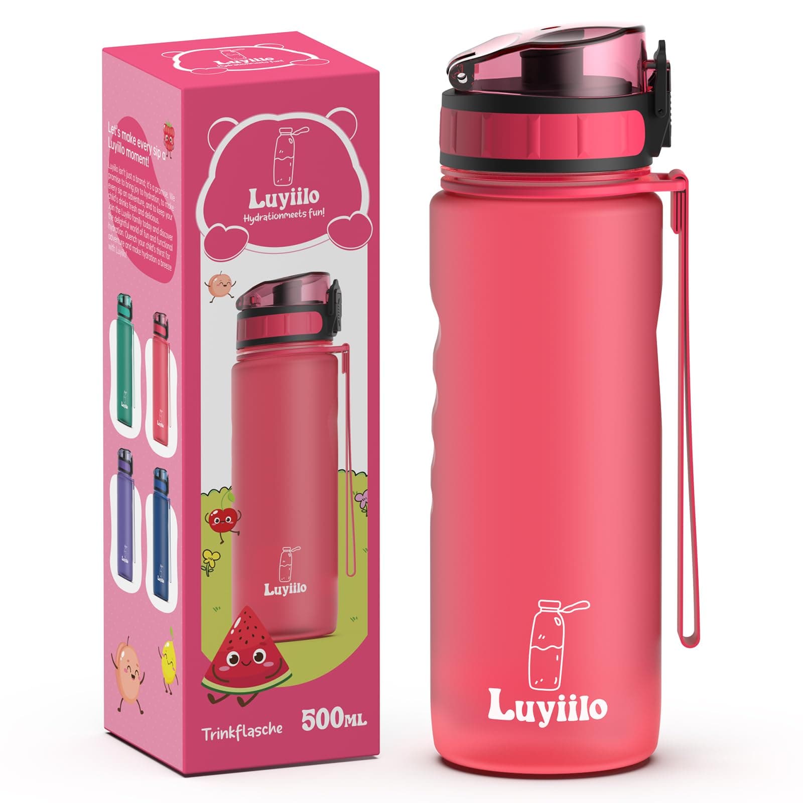 Luyiilo Trinkflasche Kinder Auslaufsicher 0,5L, BPA-Frei 🌟