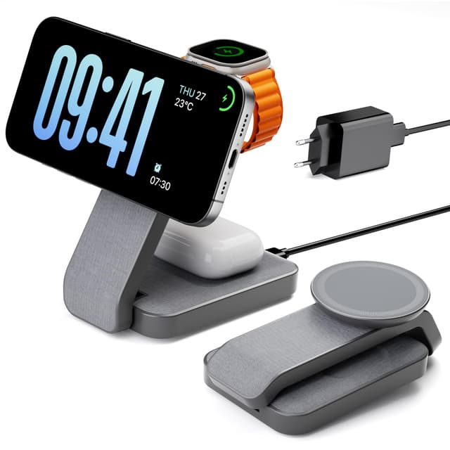 🔋 Eazpower Magsafe Ladestation für Apple Watch und iPhone 3 In 1 Faltbar - Tragbar Wireless Charger 🔋
