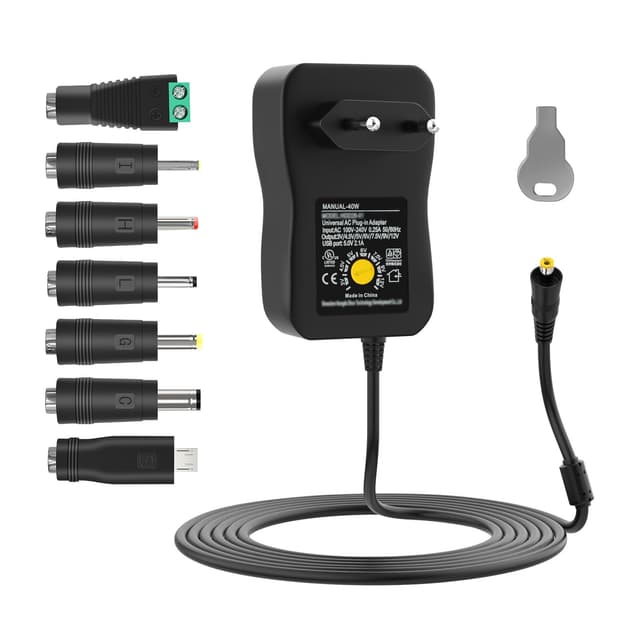 🔌 Universal Netzteil Isisyu 40W AC zu DC Adapter mit 7 DC Steckern und USB Port