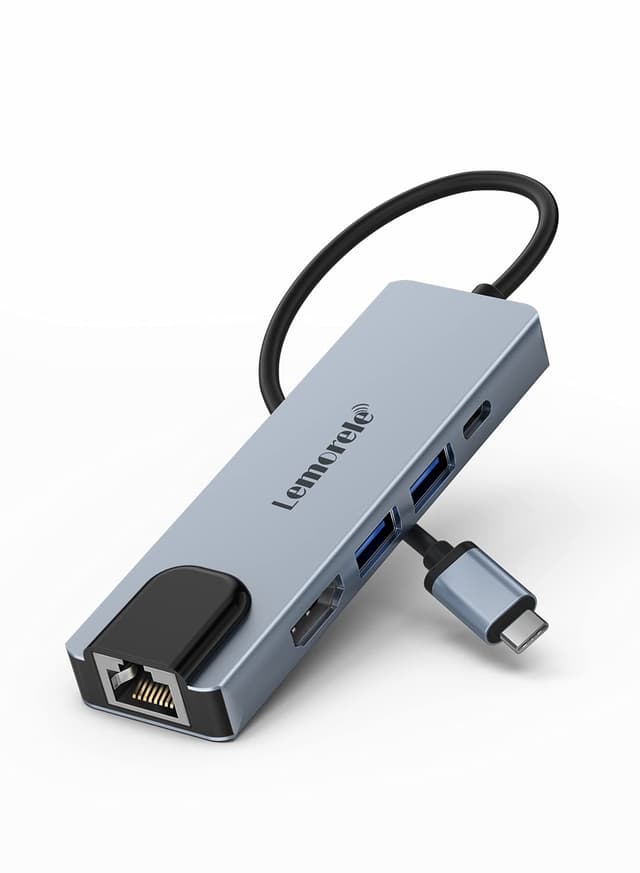 Lemorele USB C Hub (5 in 1 - Upgraded) 🌟 4K HDMI, LAN, USB 3.0, PD 100W