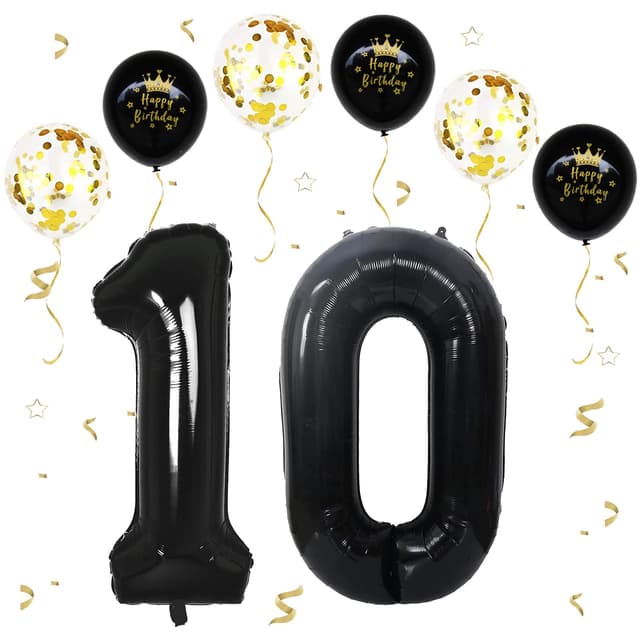 XXL Schwarze Ballon Zahlen 10 - Geburtstagsdeko 🎈💕