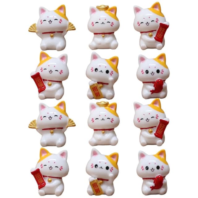 🐱🌿 HEMOTON 12 Stück Miniatur GlüCkskatze Figuren für Garten und Dekoration 🌺🏡