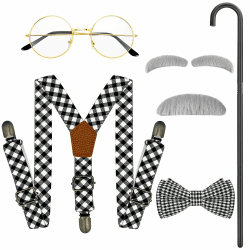 👴🎉 Horolam Alter Mann Kostüm Zubehör für 100. Tag der Schule Dress Up Schwarz