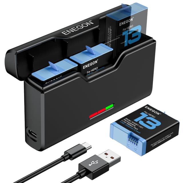 ENEGON Akku-Set für GoPro Hero 13 Black/Enduro 📸🔋 - 3× 2400mAh Hochleistungsakkus