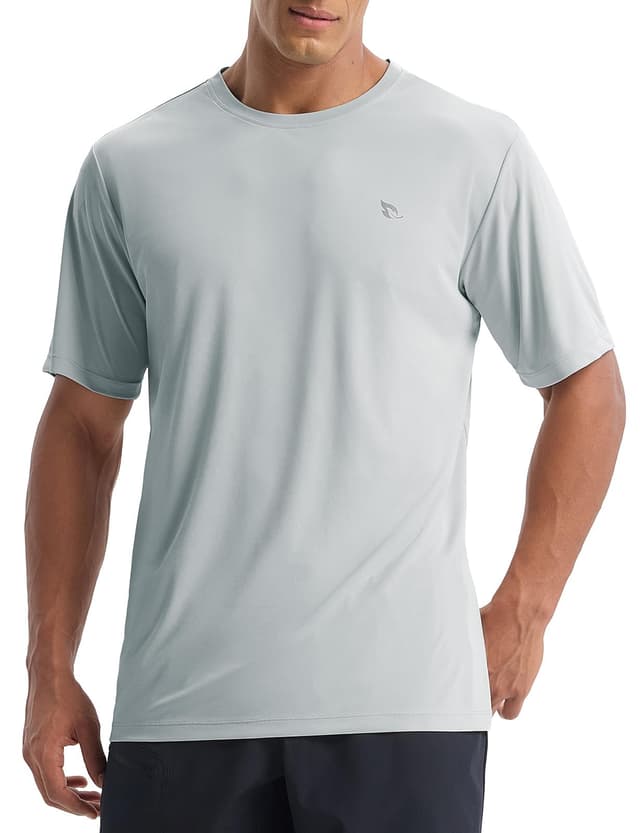 🌞 Baleaf Herren Sport T-Shirt Schwimmshirt UPF 50+ Fitness Shirt Schnelltrocknend Gym Grau L