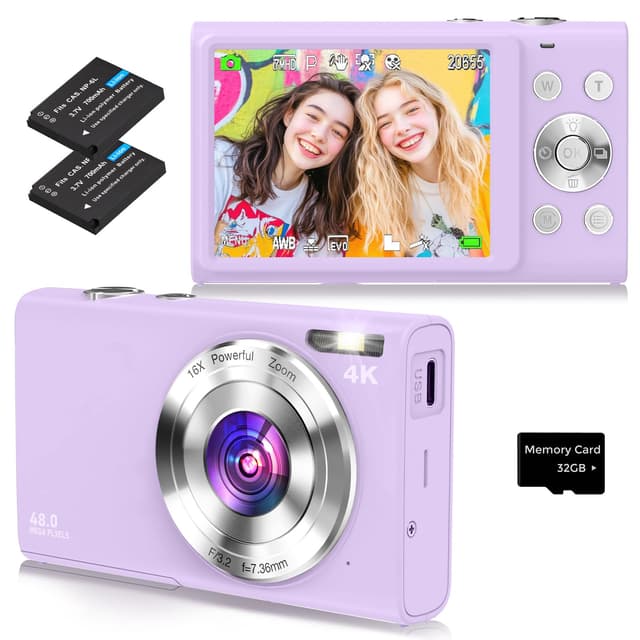 Digitalkamera 4K Autofokus Fotoapparat Fotokamera mit 32G SD Karte HD 48MP