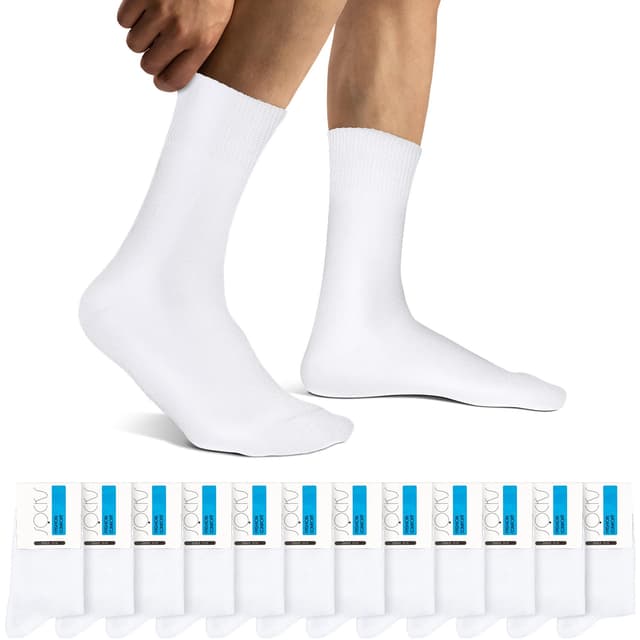 Falechay Herren Socken 12 Paar Sportsocken Classic Schwarz Atmungsaktive Baumwolle 43-46 Weiß*12 🧦🏋️‍♂️