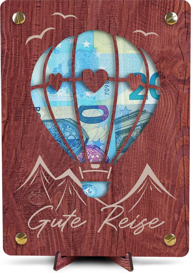 XL Geldgeschenk aus Holz inkl. Ständer 💌🌳📝🎁 | Urlaubskasse Geschenk