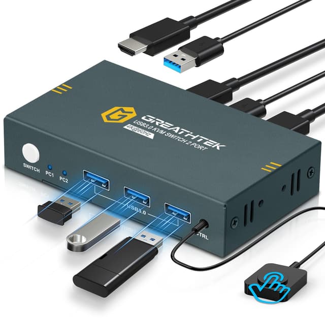 🌟 4K60Hz USB 3.0 HDMI KVM Switch 2 PC 1 Monitore 🖥️
