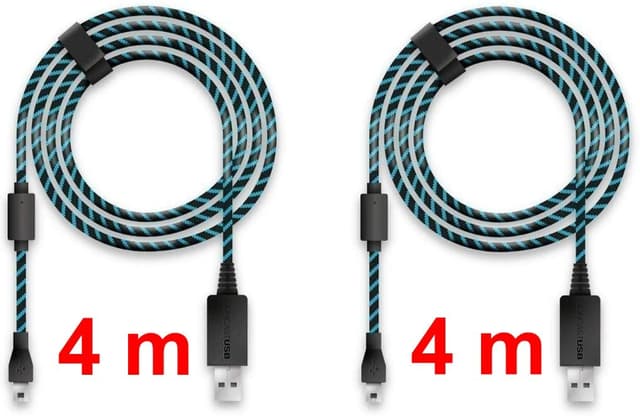 🎮 Lioncast Ladekabel für PS4 Controller 4m schwarz/blau Micro-USB - 2 Stück