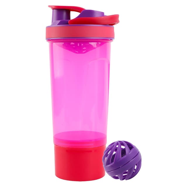 EACHPT Shaker Proteinshake,700ml Protein Shaker mit Kugel,Sieb&Mess-Skala,Shaker mit 200ml Pulverfach, Auslaufsicher BPA frei,Shaker für Eiweiß-& Sportgetränke Rosa-lila 700ml 🌟🥤