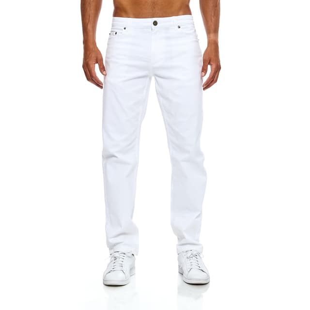 JEEL Herren-Jeans - Regular-Fit Straight-Cut - Stretch - Jeans-Hose Basic Washed 36W / 30L 08-weiß 🛍️👖