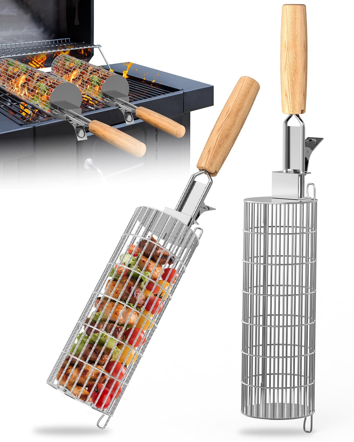 🔥 Rollendes Grillkorb Set aus Edelstahl 304 🔥