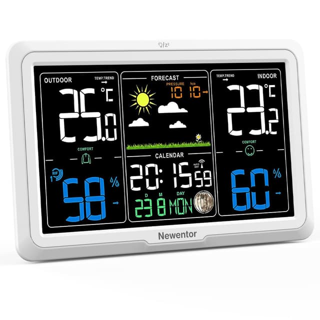 Newentor Wetterstation Funk mit Außensensor 🌤️🕰️