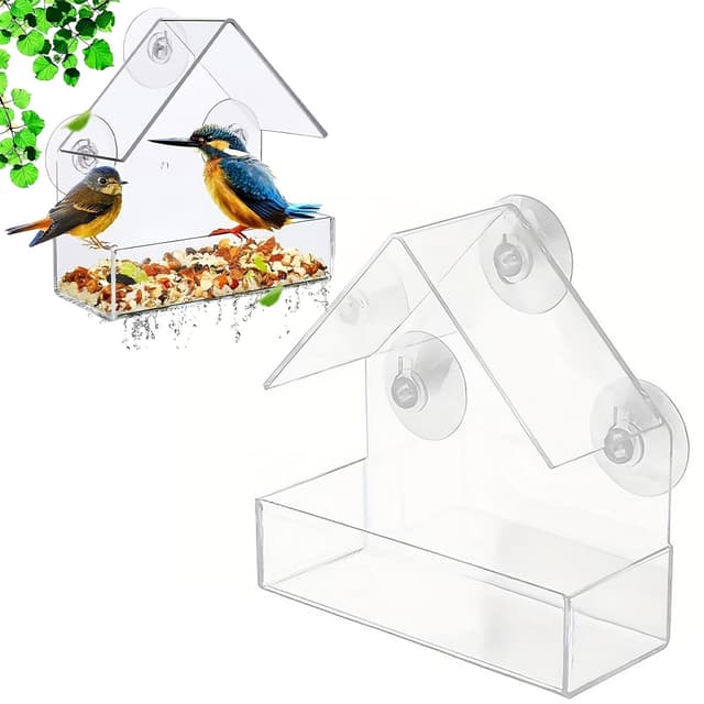 🐦🏡 Transparentes Vogelhaus für die Fensterfütterung - Vogelfutterspender aus Acryl