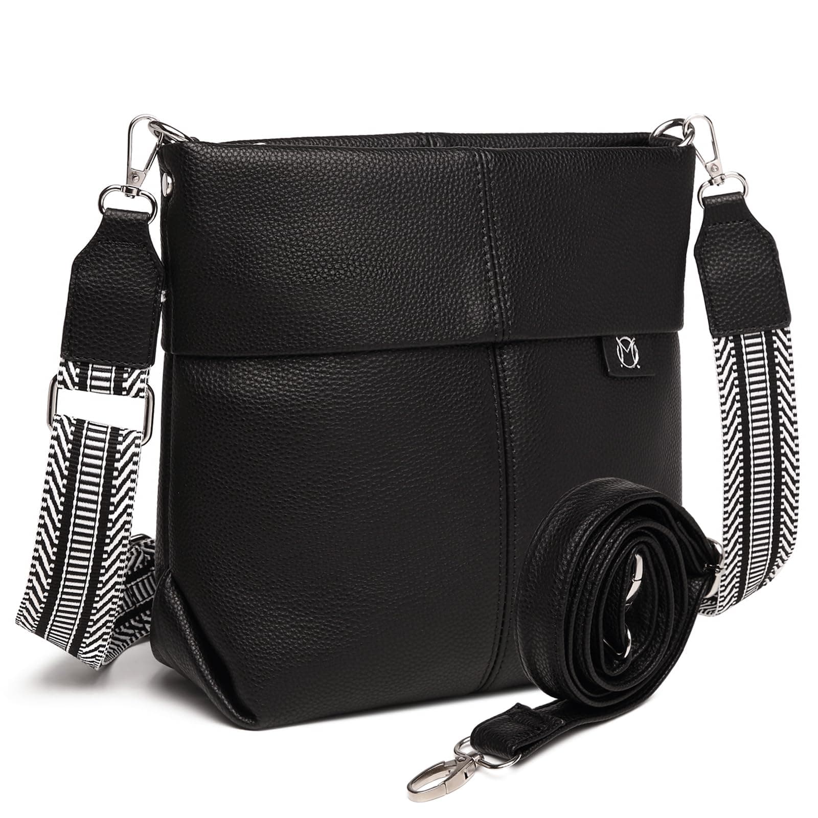 Myhozee Umhängetasche Damen Schwarz - Klein Crossbody Bag PU Leder