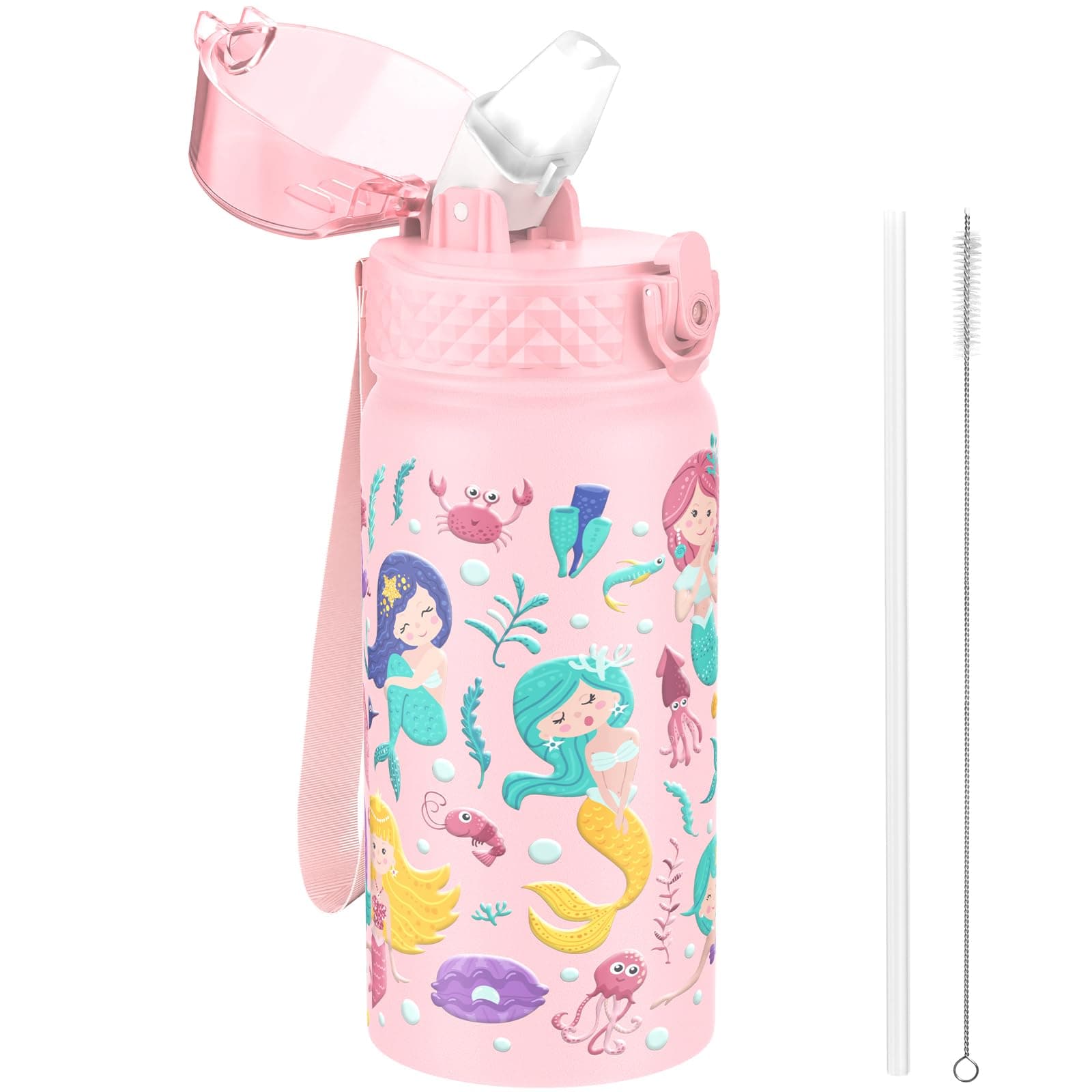 GOPPUS Trinkflasche Kinder 420ml Edelstahl Flasche mit Strohhalm und auslaufsicherem Deckel 🌊💧