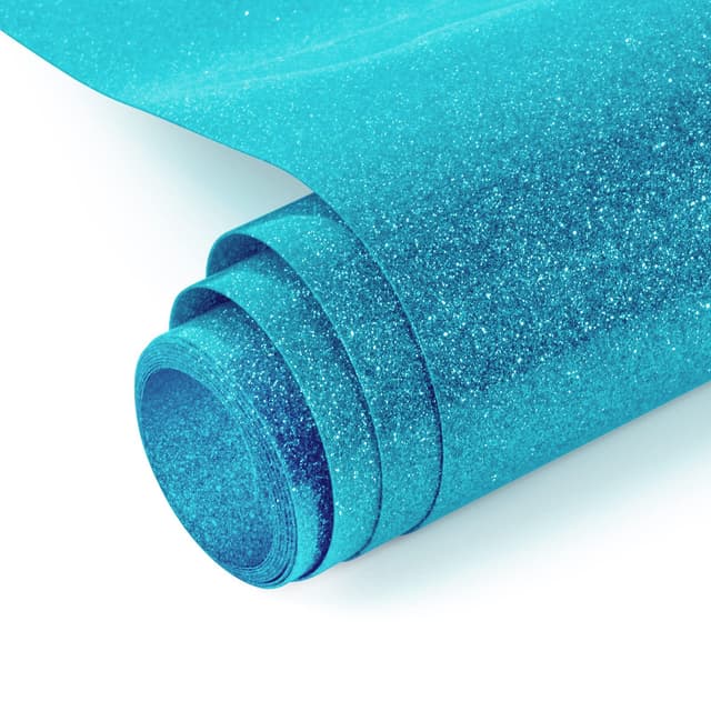 NANAPLUMS Glitzer Plotterfolie Textil - Heat Transfer Vinyl Transferfolie Plotter Flexfolie für Textilien Transferfolie zum Aufbügeln für DIY T-Shirt, Stoffe(Himmelblau) Glitzer Himmelblau 💫