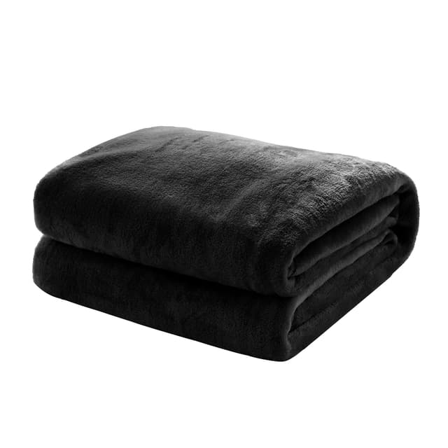 Mixibaby Kuscheldecke Flauschige extra weich & warm Wohndecke Flanell Fleecedecke Schwarz 220 cm x 240 cm 🛋️🛏️