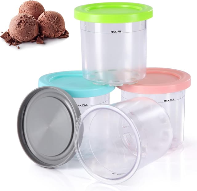🍦🌈 Creami Behälter Ersatz für Ninja Creami Pints und Deckel -4 Stück Eiscremebehälter
