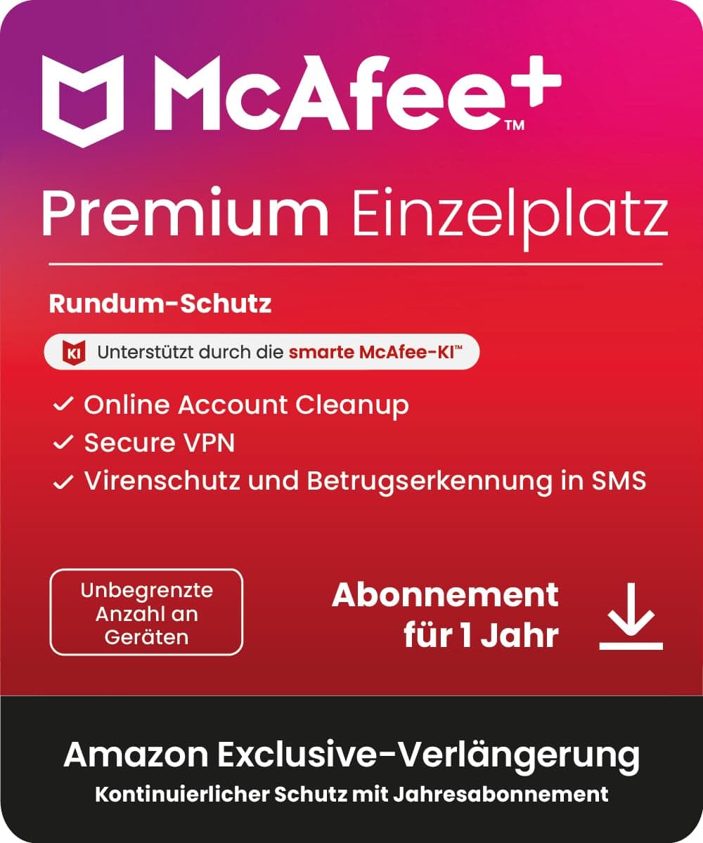 🔒 McAfee+ Premium– Einzelperson, Virenschutz- und Internet-Sicherheitssoftware 🛡️