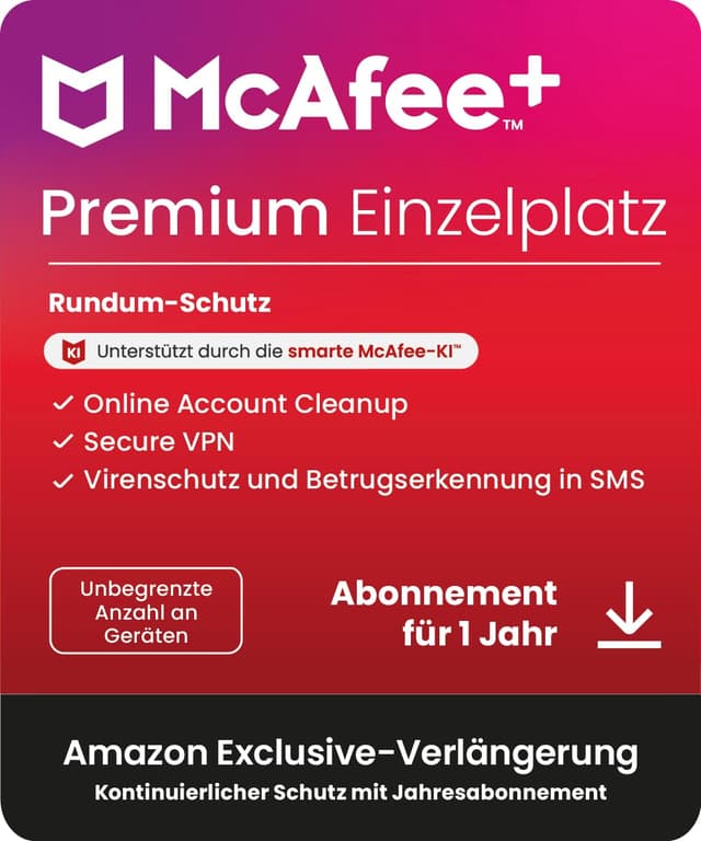 🔒 McAfee+ Premium– Einzelperson, Virenschutz- und Internet-Sicherheitssoftware 🛡️
