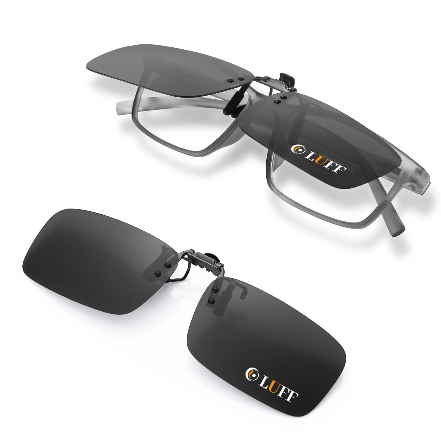 LUFF Polarisierte Clip auf Sonnenbrille für verschreibungspflichtige Brillen-gute Clip-Stil Sonnenbrille für Myopie Brille im Freien/Fahren/Angeln 10-black 58*37mm