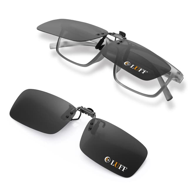 LUFF Polarisierte Clip auf Sonnenbrille für verschreibungspflichtige Brillen-gute Clip-Stil Sonnenbrille für Myopie Brille im Freien/Fahren/Angeln 10-black 58*37mm