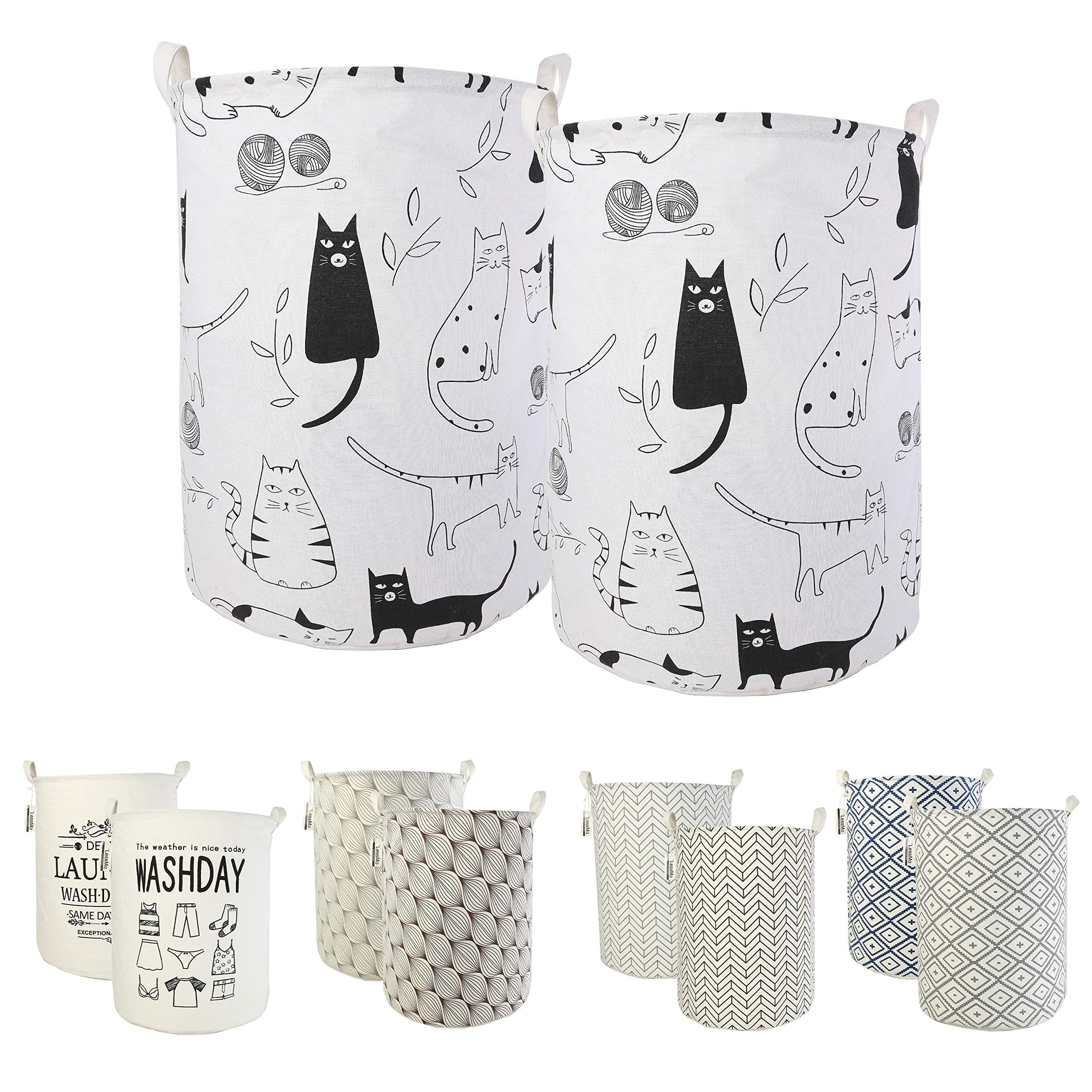 🧺🐱 LessMo 2PCS 17.7" Wäschekorb Sortierer - Faltbar - 2er Set Wäschesammler 🐶🧺