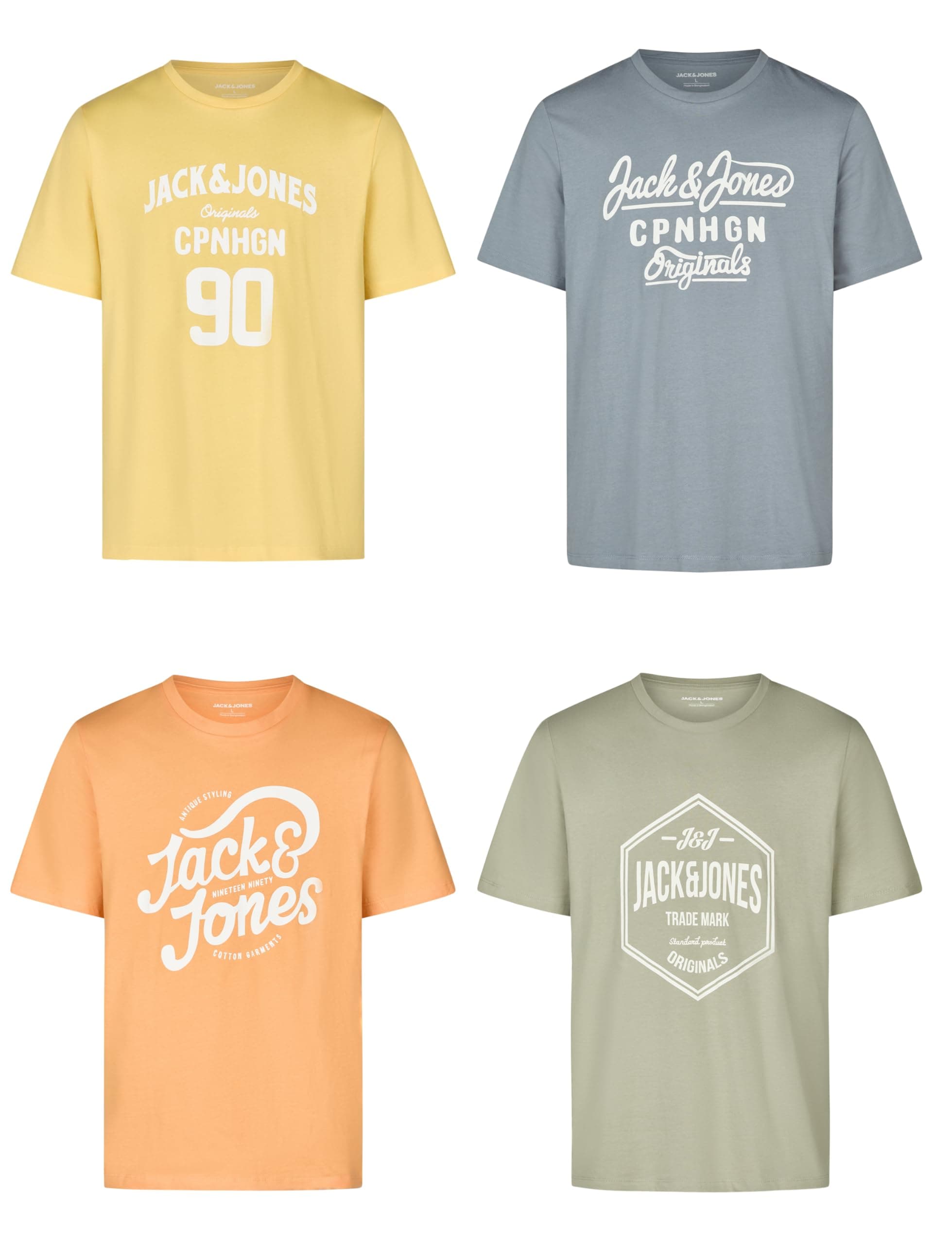 JACK & JONES Tshirt Herren Regular Fit JJLINO 4er Pack Set 🌟👕🛍️