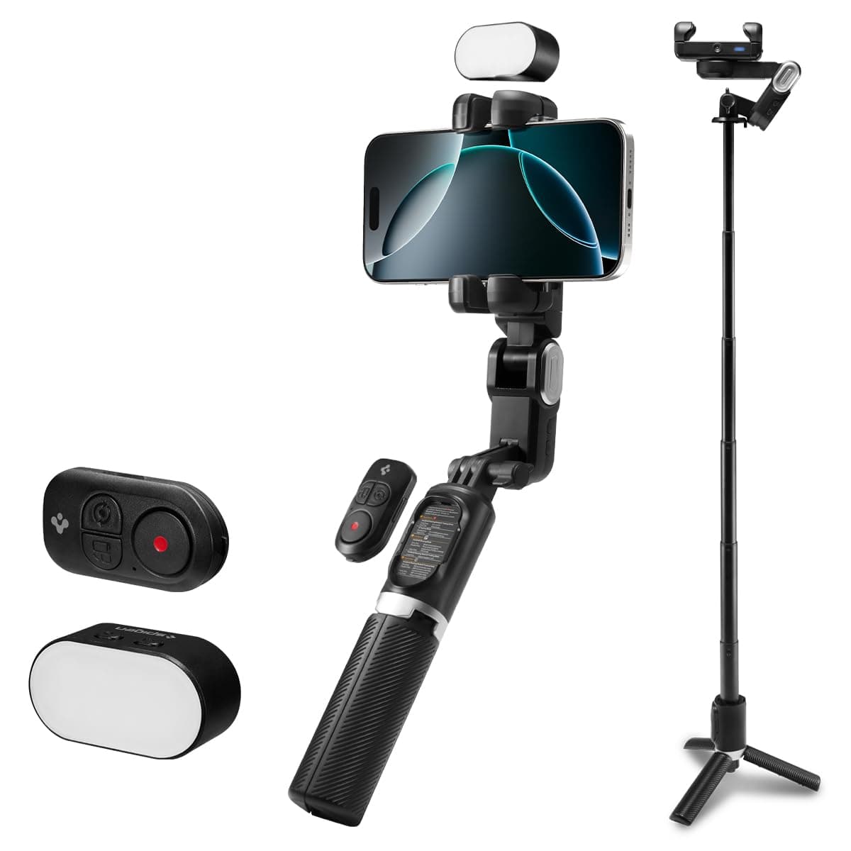 Spigen Gimbal Stabilisator mit Selfie Stick und Stativ