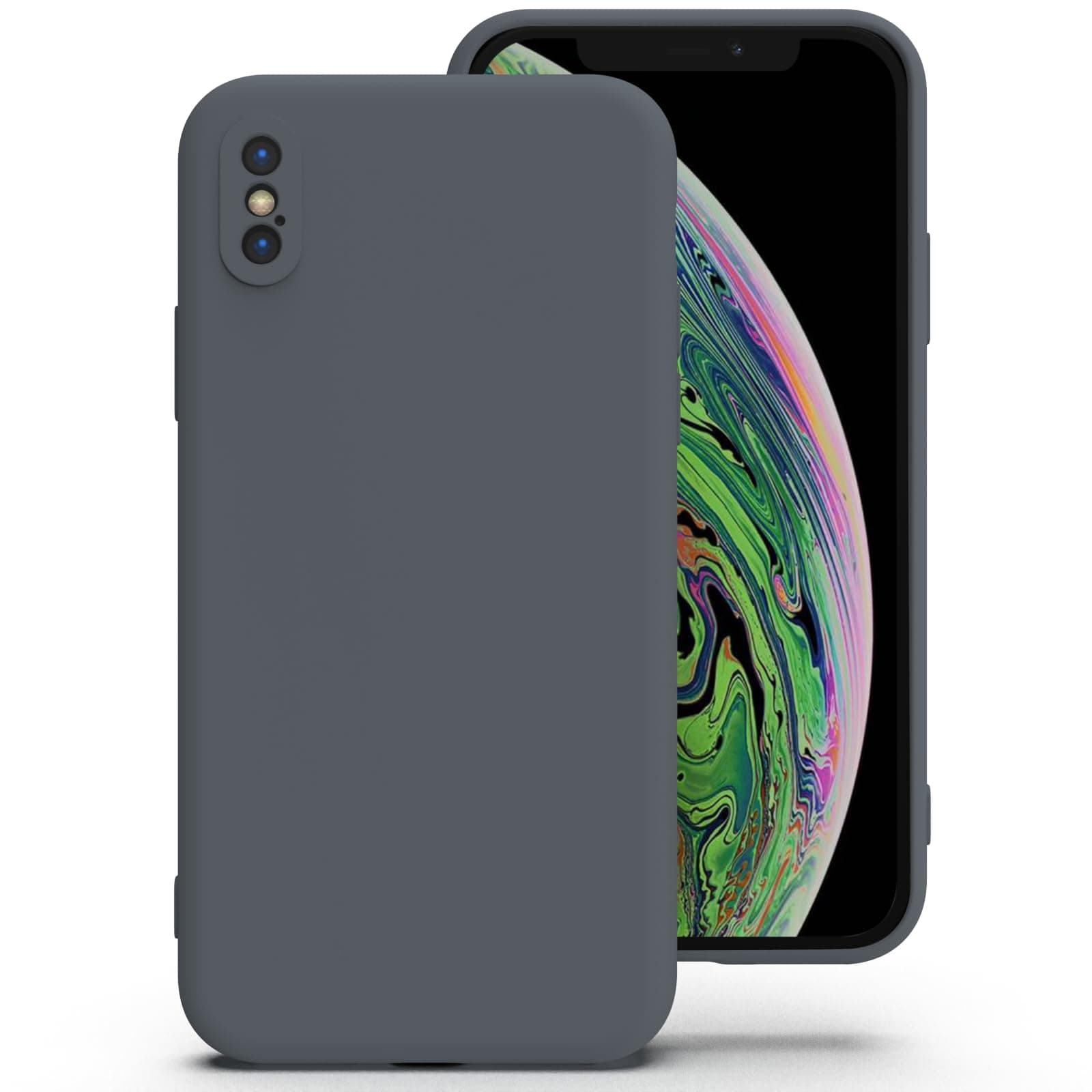 📱🌌 Zuvirelx Glatte Silikon hülle für iPhone X/XS - Weltraumgrau