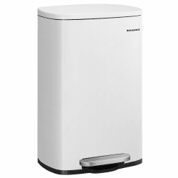 🗑️ SONGMICS Mülleimer Küche, 50 Liter, Abfalleimer, Treteimer, mit Deckel, Softclose, Fußpedal, Stahl, Inneneimer, weiß LTB101W01