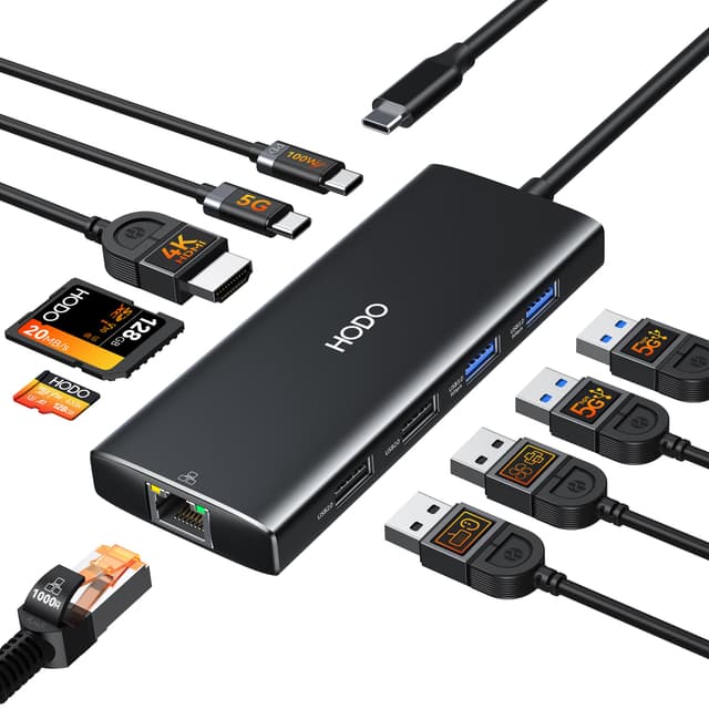 10-in-1 USB C Hub Ethernet für MacBook Air & iPad - Adapter Mac Book Zubehör HDMI 4K 60Hz+LAN