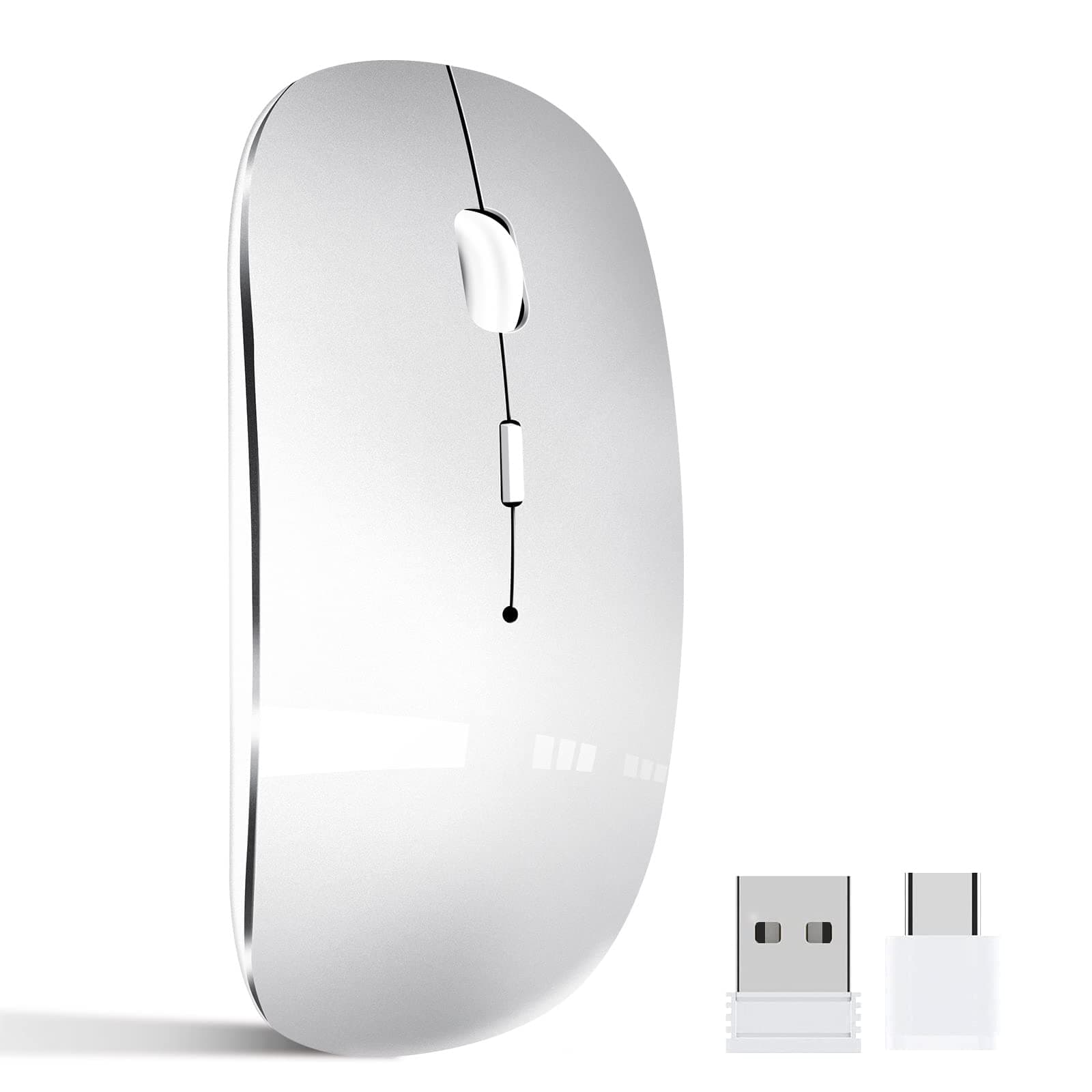 Kabellose Maus für Laptop Wiederaufladbar, Tragbare 2,4 GHz Funkmaus mit USB/USB-C