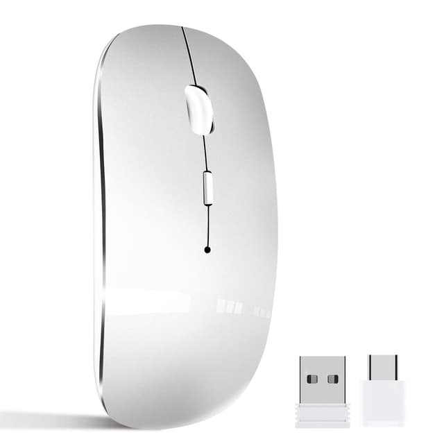 Kabellose Maus für Laptop Wiederaufladbar, Tragbare 2,4 GHz Funkmaus mit USB/USB-C