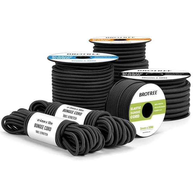 Brotree Gummiseil Expanderseil 5mm x 10m Schwarz - Planenseil Spanngummi Spannseil Wetterfest
