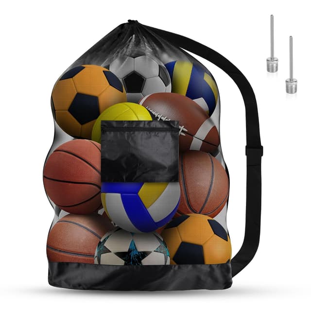 AMFUN Extra Große Ballnetz - Aufbewahrungstasche aus Netzgewebe mit Schultergurt 🏀