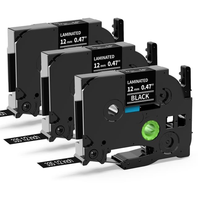 🏷️ MarkField Kompatibel TZe-335 12mm Schwarz Schriftband für Brother P-Touch Bänder TZ TZe335 Tape Cassette 0,47" - 3er Pack