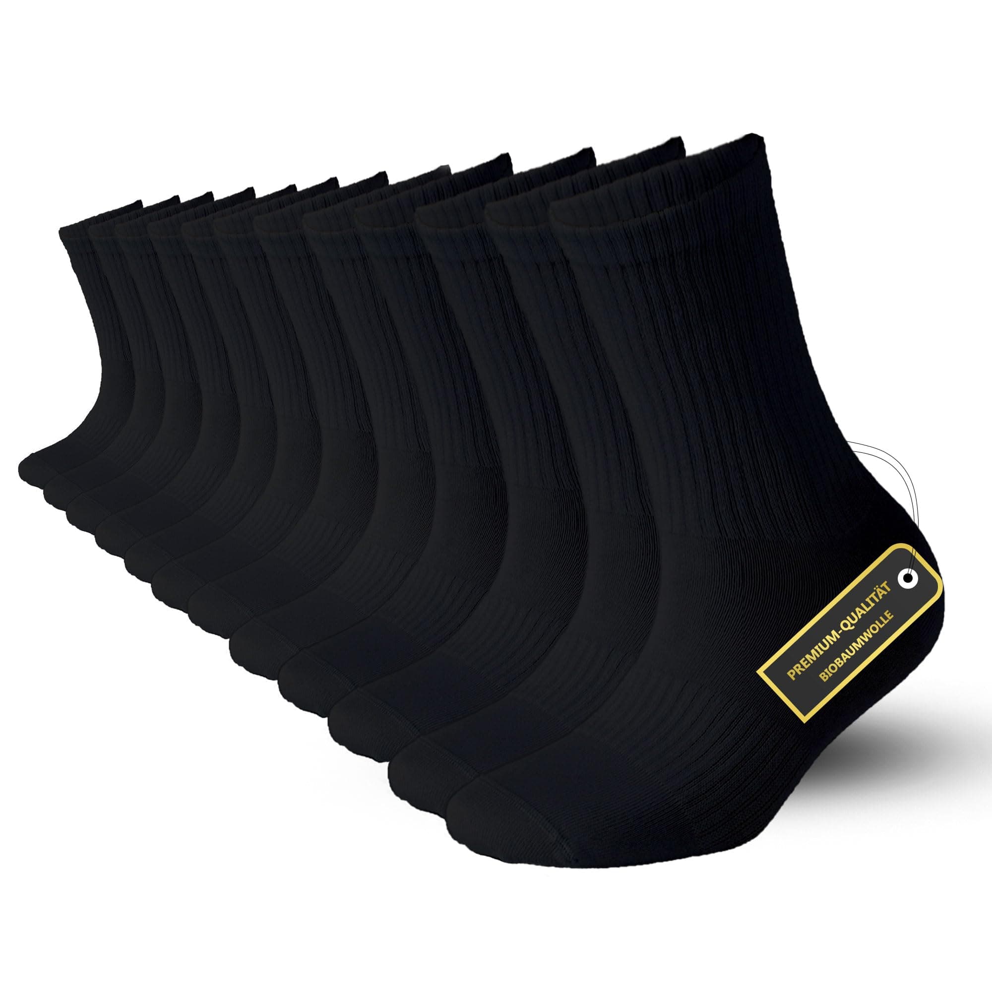 🧦 SONNORS 4-6 Paar Sportsocken Tennissocken Herren Damen Socken Biobaumwolle Activewear für Herren Crew Socks - 4-6er Set Schwarz Weiss - 4 Größen 47-50 Tall 6 Paar - Schwarz