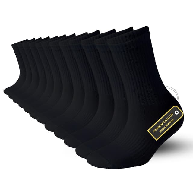 🧦 SONNORS 4-6 Paar Sportsocken Tennissocken Herren Damen Socken Biobaumwolle Activewear für Herren Crew Socks - 4-6er Set Schwarz Weiss - 4 Größen 47-50 Tall 6 Paar - Schwarz