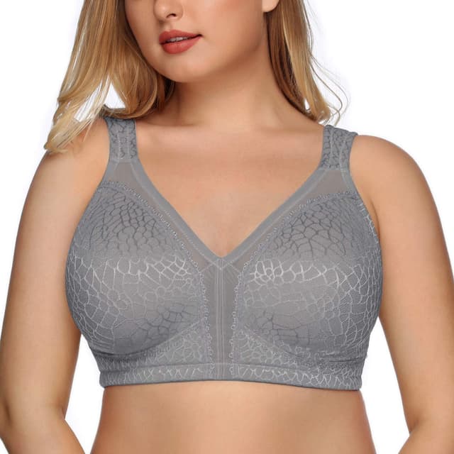 🌟 DotVol Damen Komfort Vollschalen Minimizer BH Bügellos Ohne Bügel Große Größen Unterwäsche 90C Grau 🌟