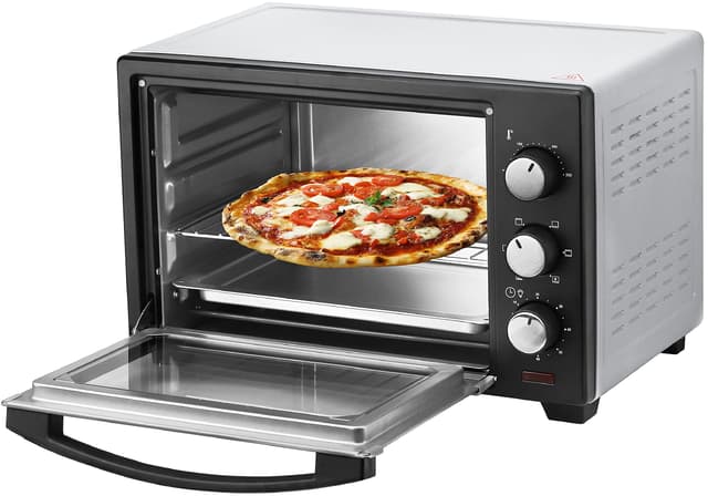 STEInBORG Mini Backofen 25 Liter | Pizza-Ofen | 🍕 3in1 Backofen | Minibackofen | Miniofen | Krümelblech | Ober-/Unterhitze | Konvektion | 60 min.Timer | 1.600 Watt (25 Liter Edelstahl)