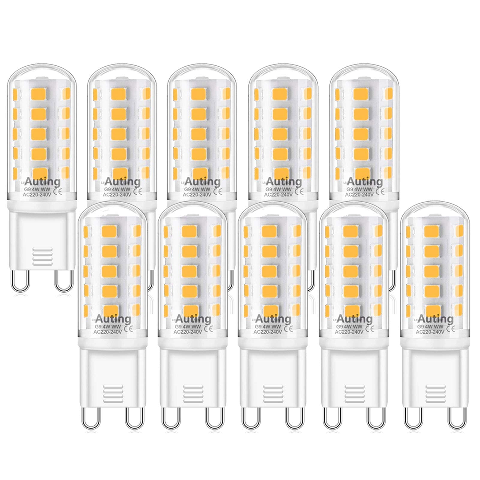 Angebot: Auting G9 LED Warmweiß Dimmbar 4W, 2700K Warmweiß LED G9 Dimmbar, 20W-40W Ersatz Halogenlampen, Kein Flackern Glühlampe 400LM led warmweiß dimmbar für Drinnen und Draußen 10er Pack B-G9 LED Dimmbar 10 Stück