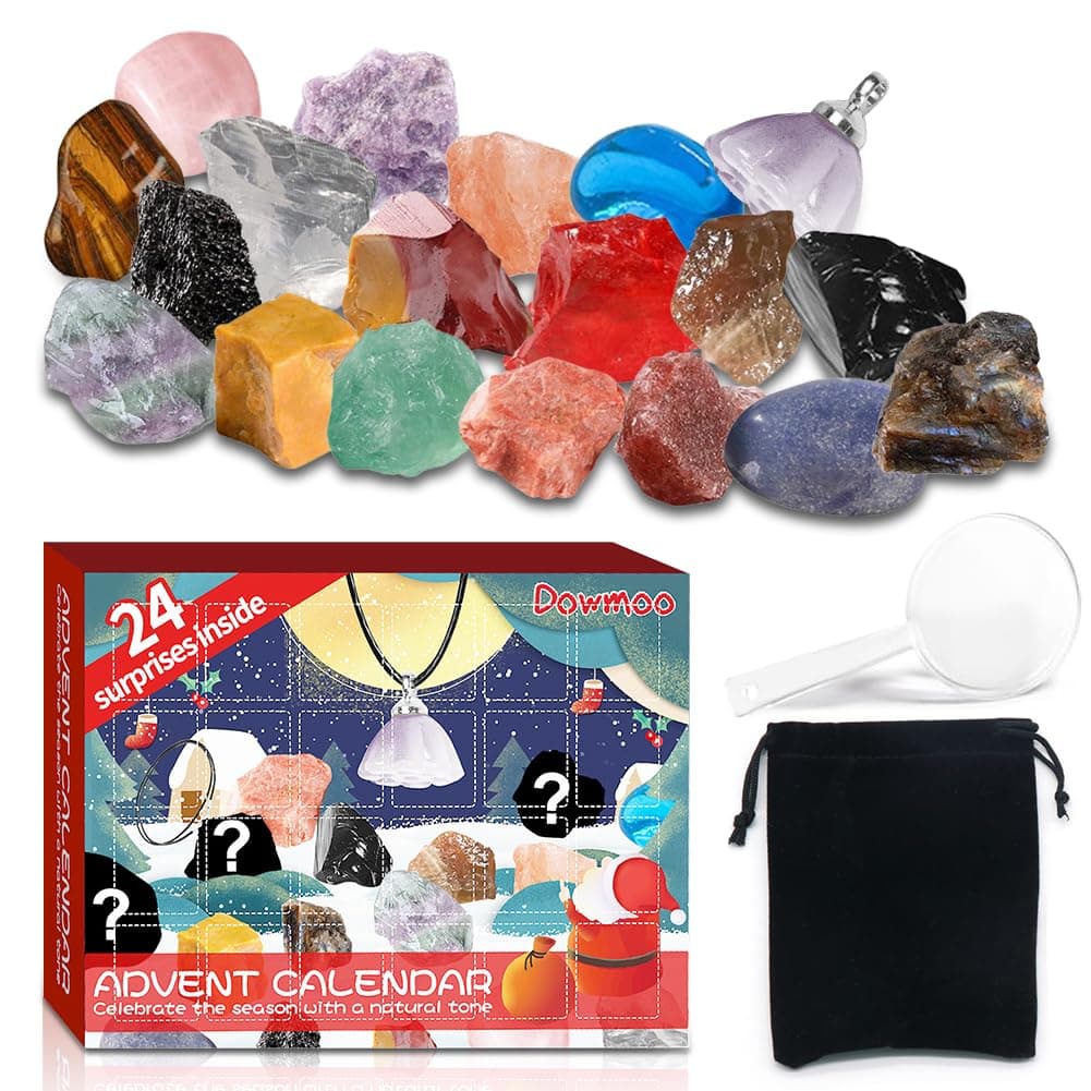 🎁 Edelstein Adventskalender für Kinder - 24 Stück Kristalle und Steine 🌟