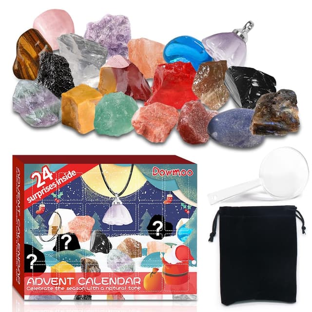 🎁 Edelstein Adventskalender für Kinder - 24 Stück Kristalle und Steine 🌟