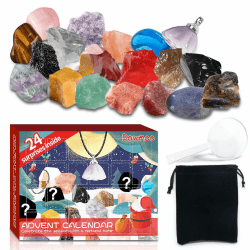 🎁 Edelstein Adventskalender für Kinder - 24 Stück Kristalle und Steine 🌟