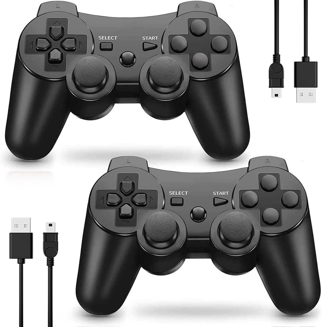 🎮 2er Pack Kabelloser Controller für Playstation 3 - Skull & Blau Design