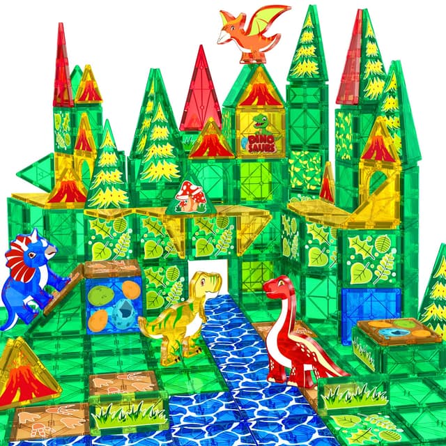 🦕🌋🦖 obakaer Dinosaurier Spielzeug Magnetische Fliesen Kinderspielzeug 46 Teile
