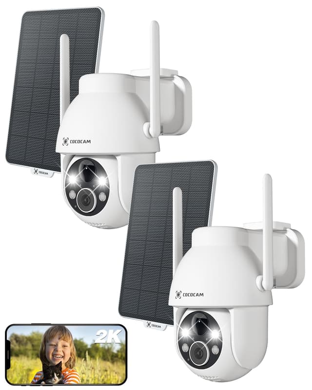 COCOCAM 2PCS 2K Überwachungskamera Aussen Akku WLAN 📹🌞🔒